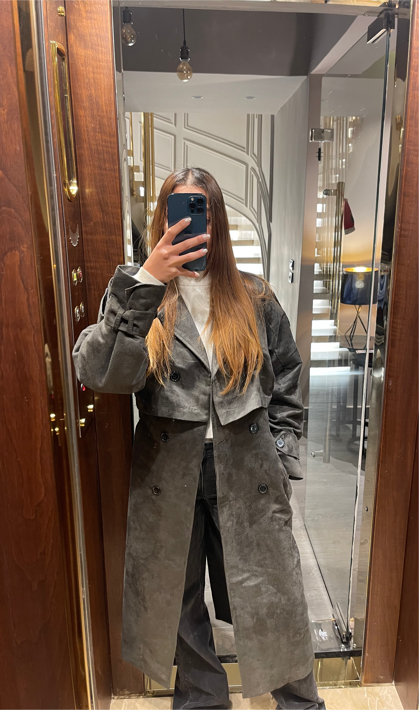 GREY SUEDE TRENCH COAT