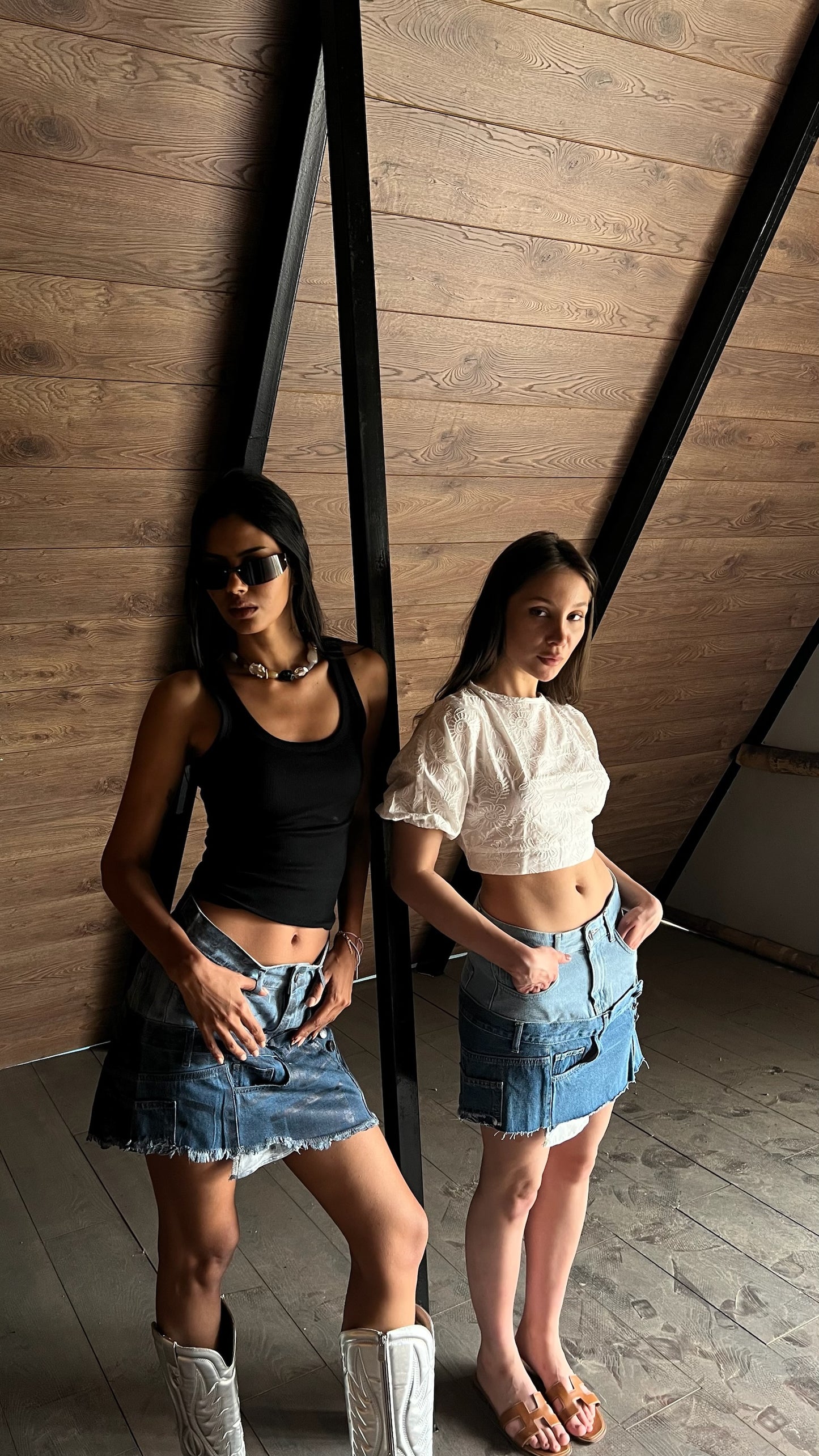 Double Denim Skirt