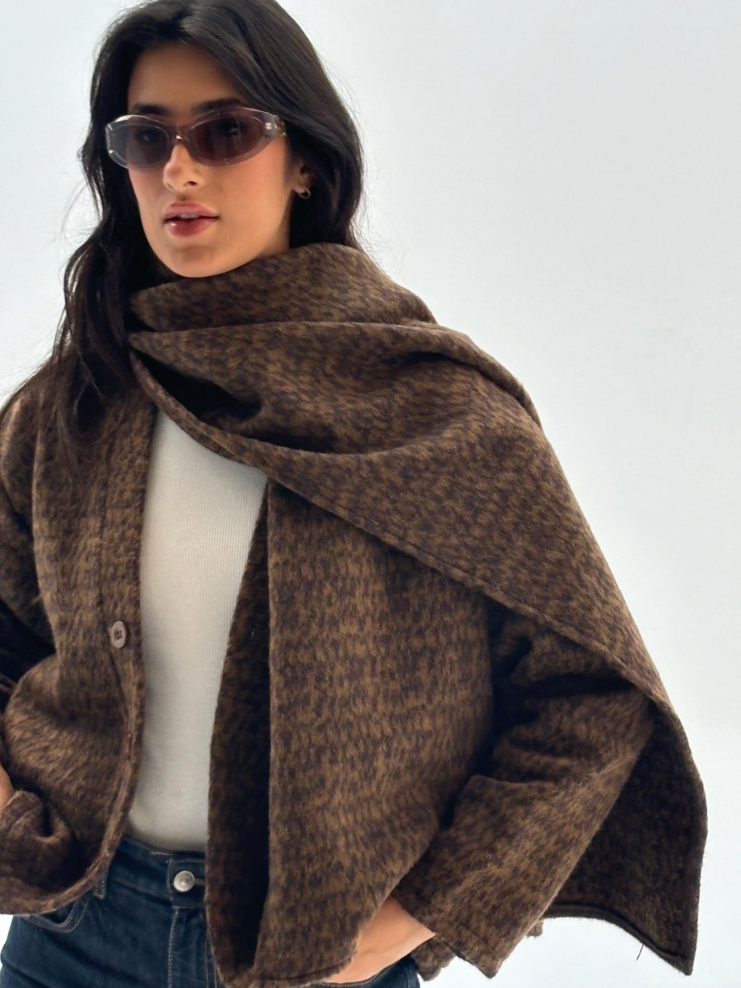 The Brown Scarf Cardigan