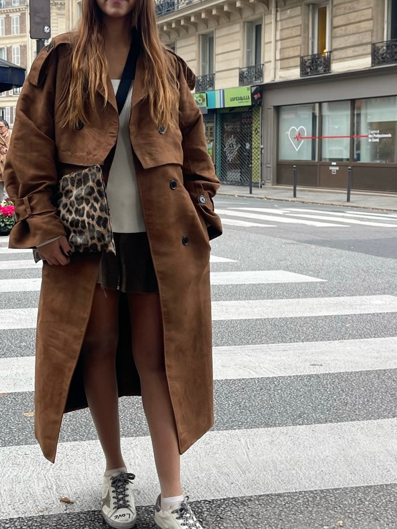 CAMEL SUEDE TRENCH COAT