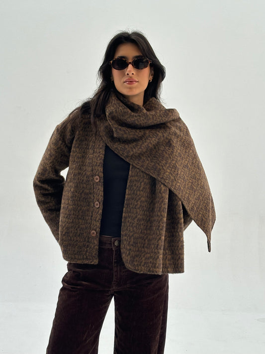 The Brown Scarf Cardigan