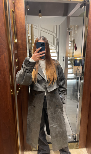 GREY SUEDE TRENCH COAT
