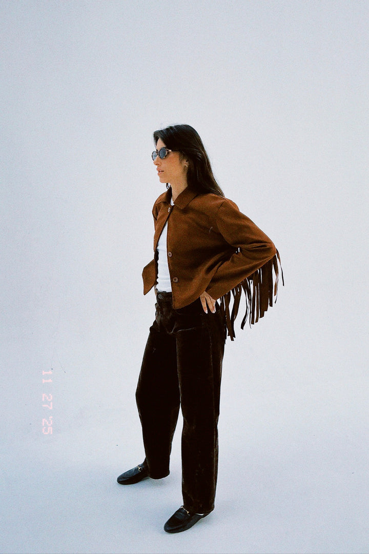 The Fringed Suede Jacket - Brown