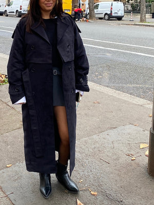 SUEDE BLACK TRENCH COAT