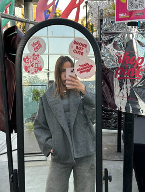 GREY SHORT CARDI-COAT
