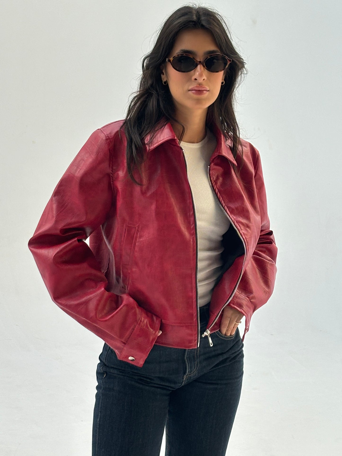 The Jouki Leather Jacket - Red