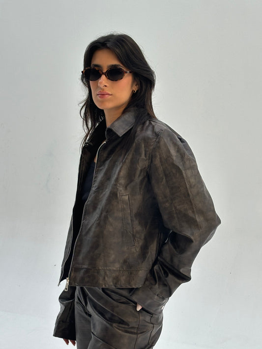 The Jouki Leather Jacket - Brown