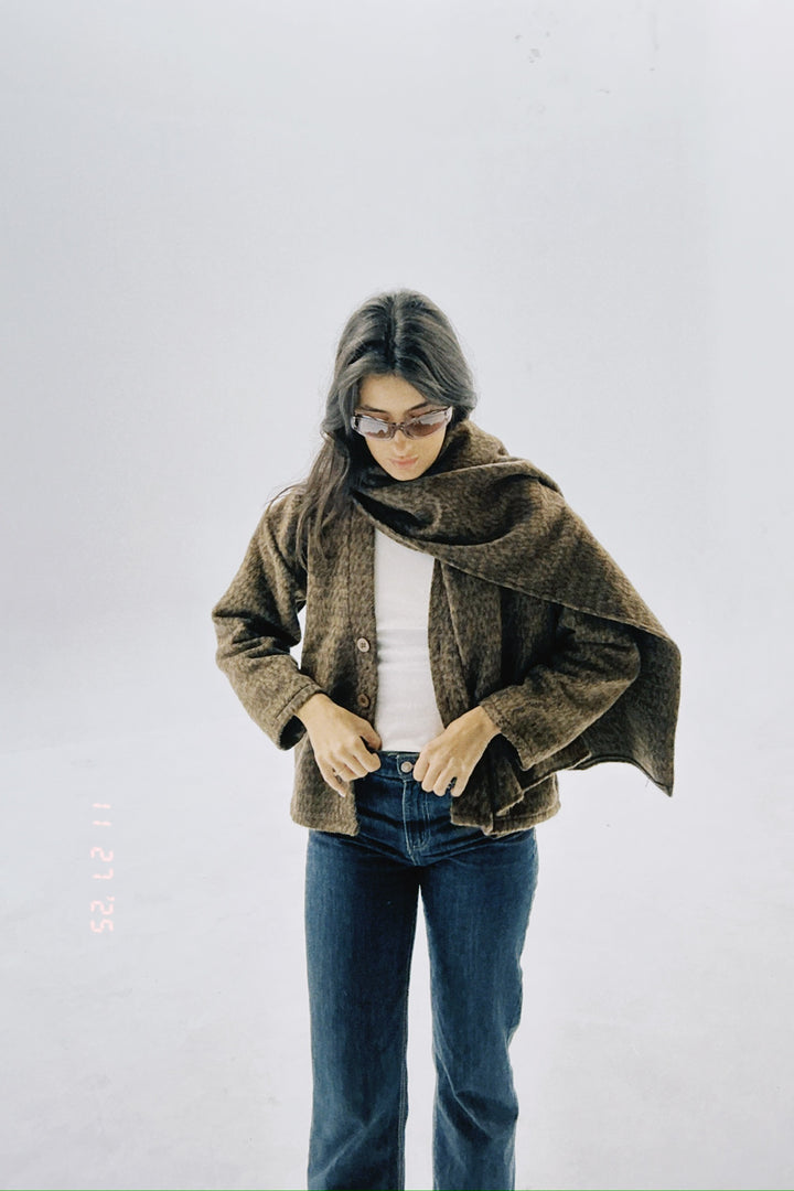The Brown Scarf Cardigan