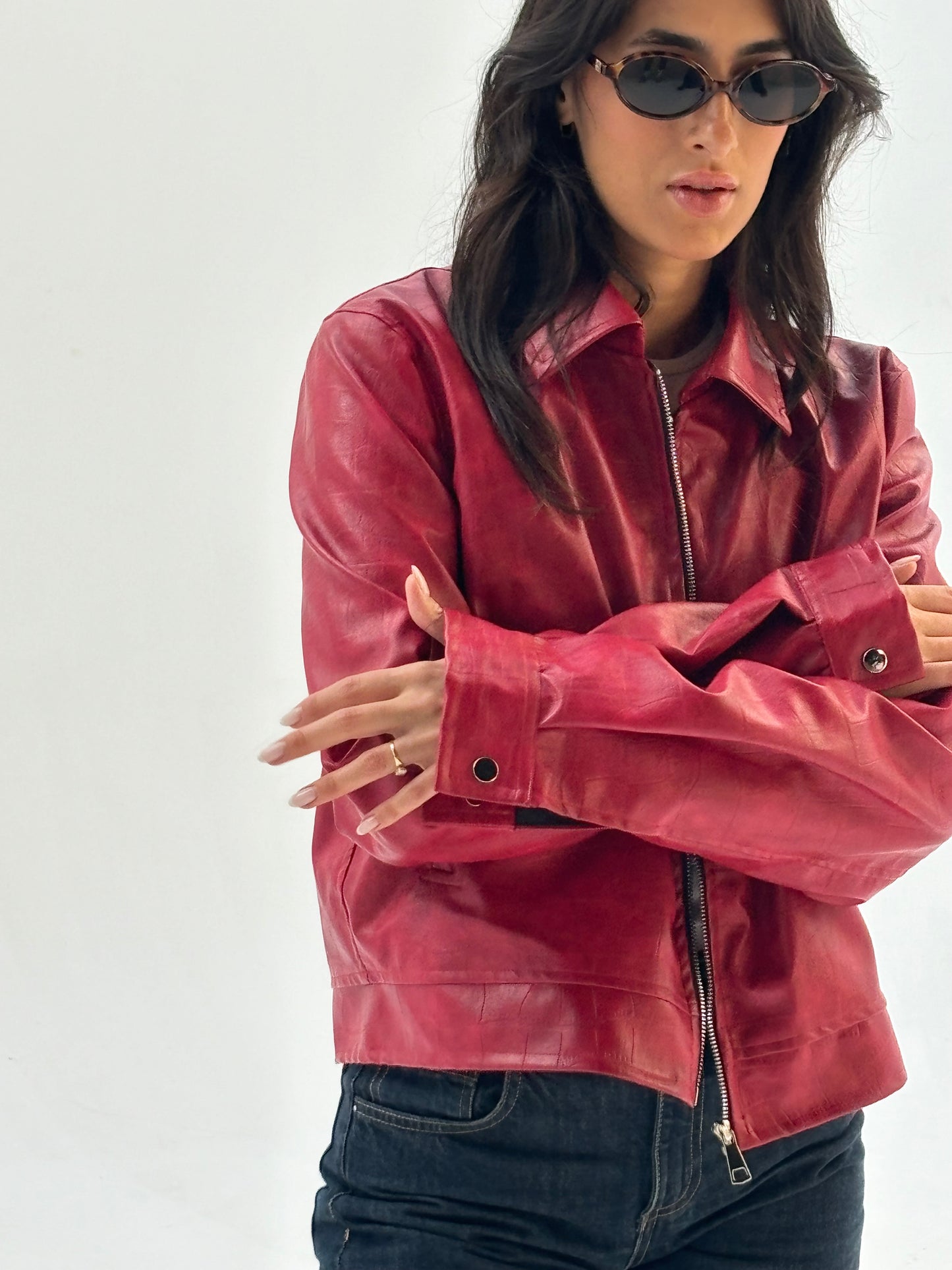 The Jouki Leather Jacket - Red