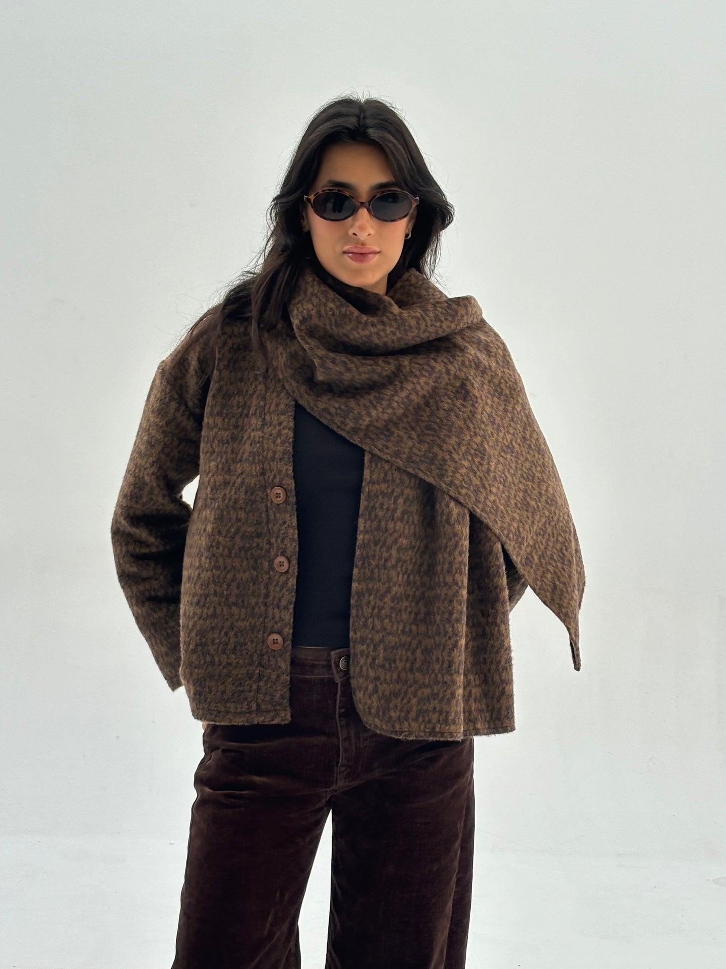 The Brown Scarf Cardigan