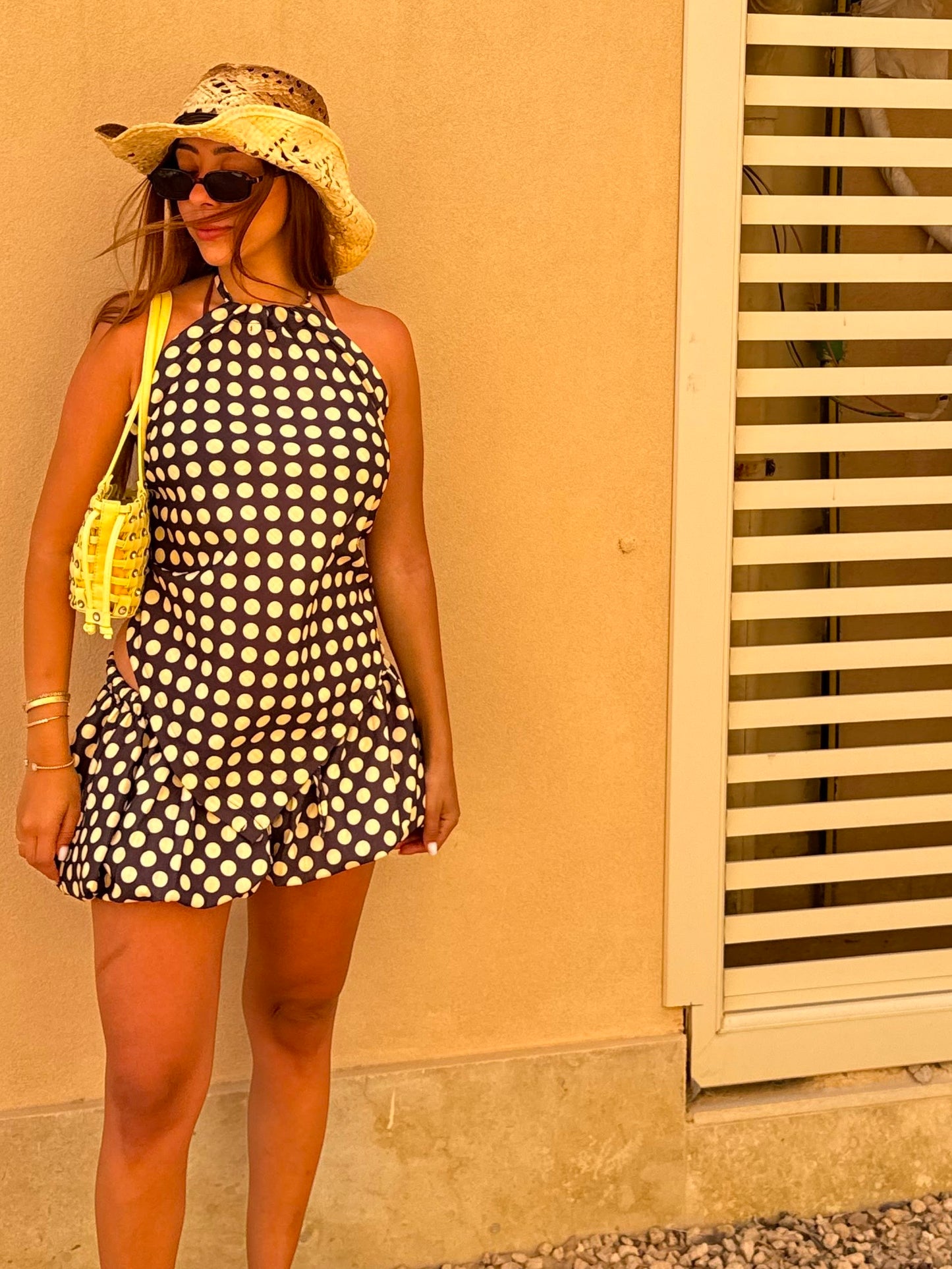 Brown & Yellow Polka Dot Set