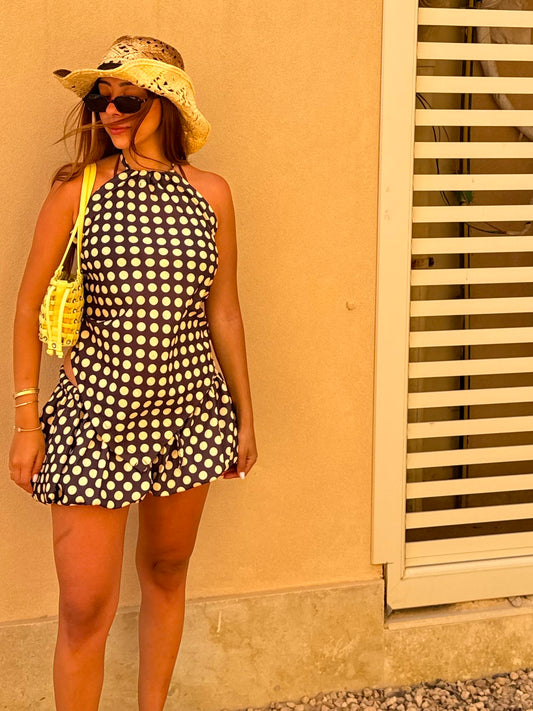 Brown & Yellow Polka Dot Set