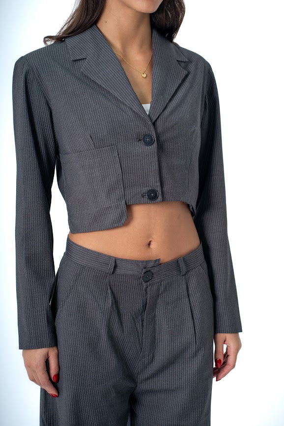 Grey Pinstripe Blazer